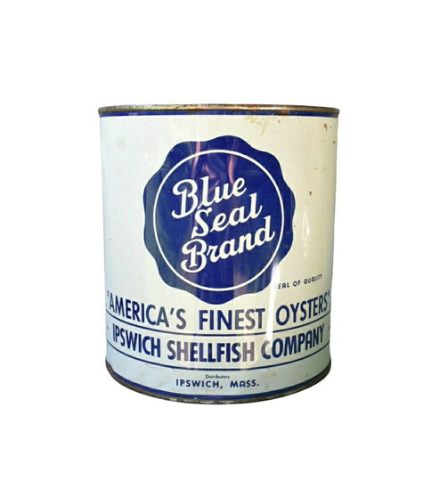 Oyster Can Gallon Size Blue Seal Tin Advertising - Seafood