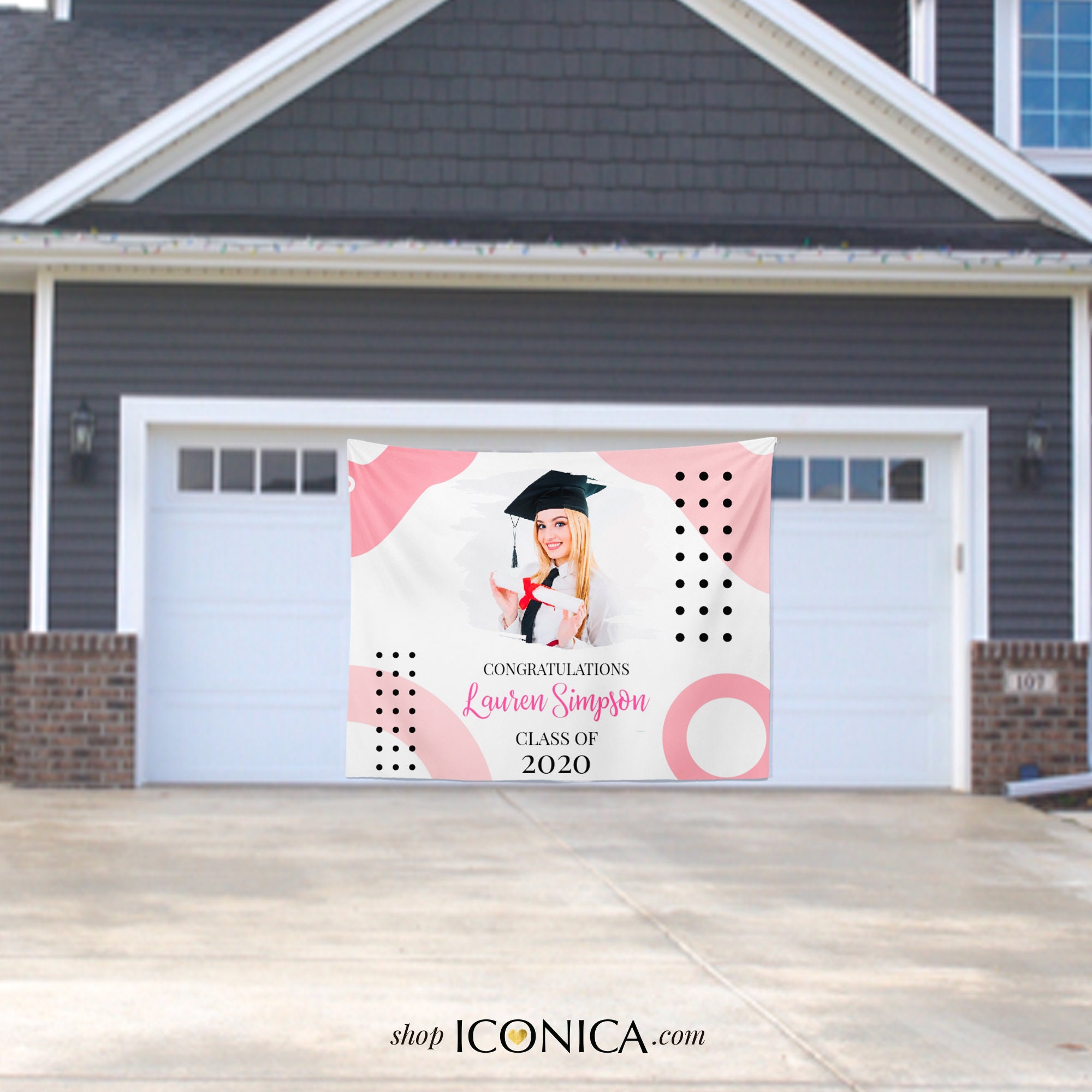 Graduation Party Photo Backdrop, Virtual Graduation, Modern & Bold Congrats Grad Banner Decorations, Printed Or File Bgr0027