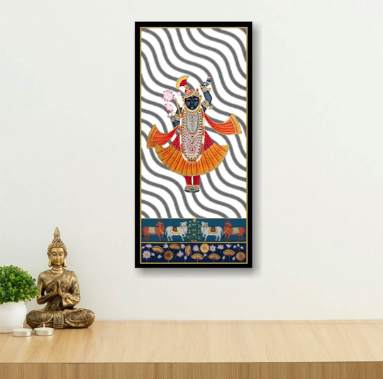 Pichwai Painting Darshan Of Shrinathji Modern Pichvai Hand Painted On Cloth