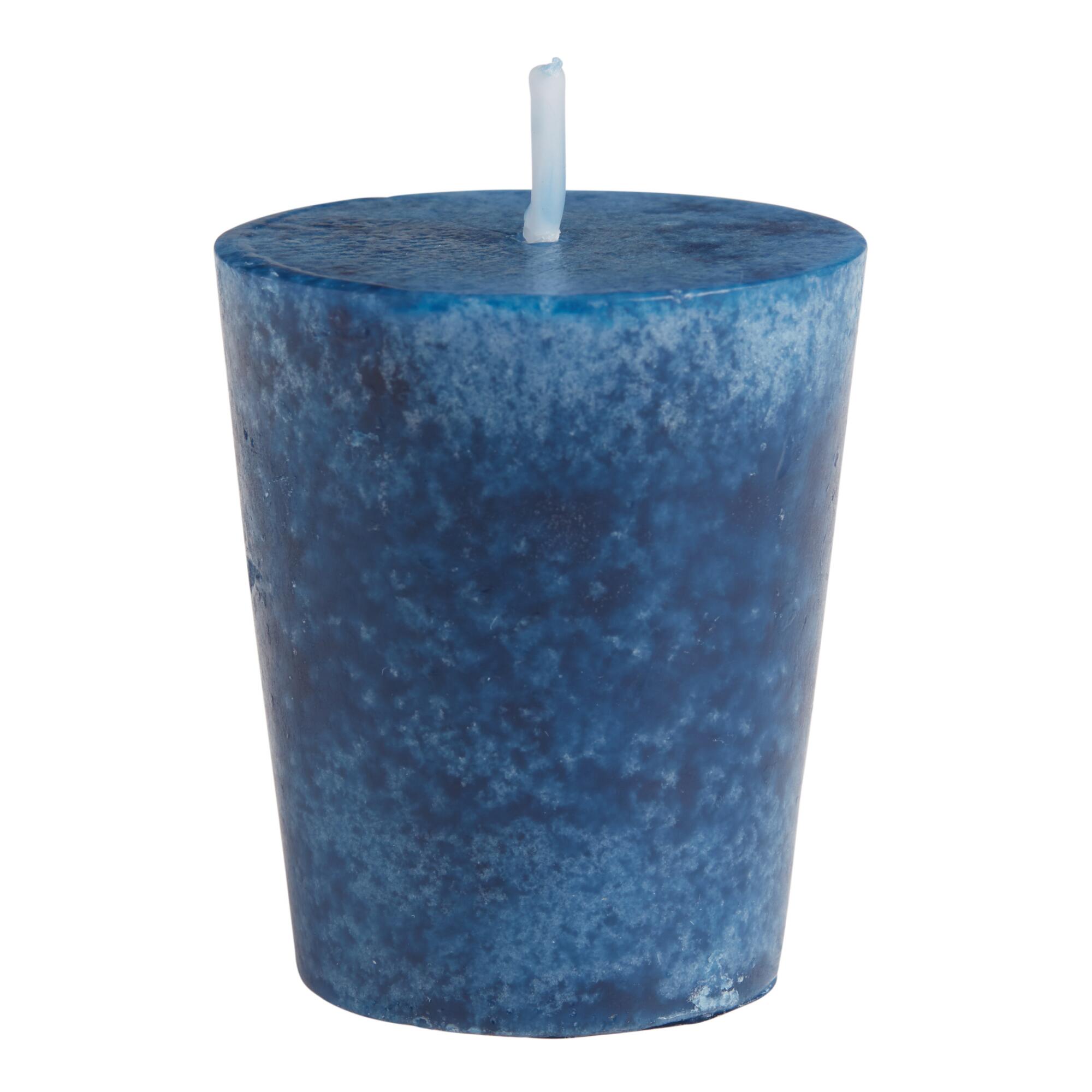Golden Sands Mottled Votive Scented Candles 4 Pack: Blue - Scented Wax by World Market