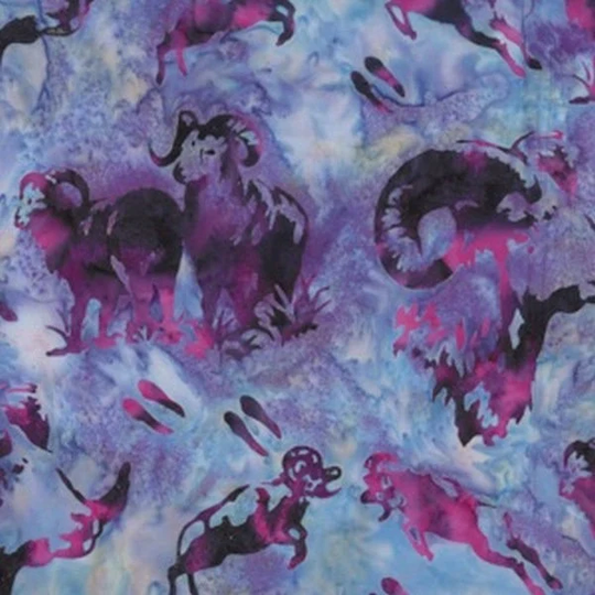 Hoffman Fabrics Petunia Bighorn Sheep Batik Fat Quarter N2914-468-Petunia