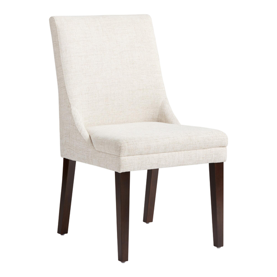 Cream Judah Upholstered Dining Chair Set of 2: Brown/White - Wood by World Market