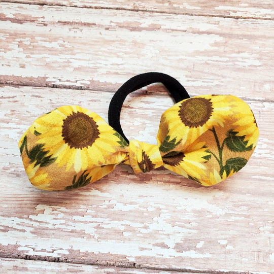 Sunflower Hair Tie, Bow Ties, Ponytail Holder, Band, Accessories, Fall Gift For Her
