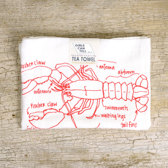 Lobster Tea Towel, Kitchen Apartment Dish White Cotton Dish Housewarming Gift, Christmas Gift, Seafood