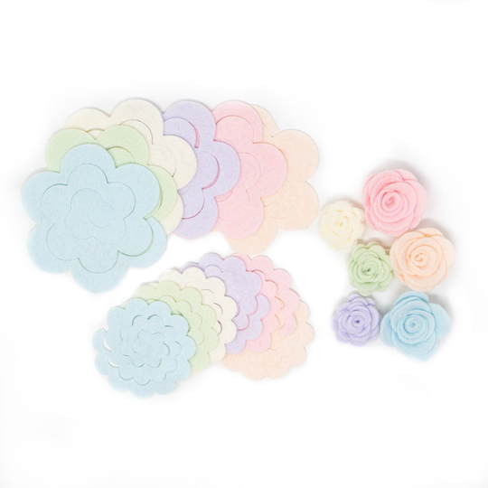24 Wool Blend Felt 3D Roses Die Cut Applique Flowers - Sweet Dreams