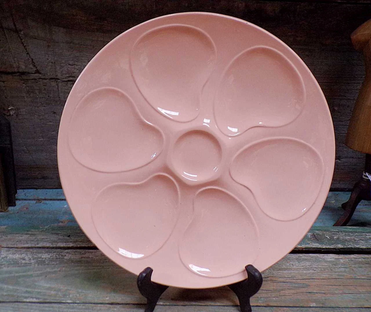 French Vintage Pink Barbotine Oyster Plate Marked Longwy France S947