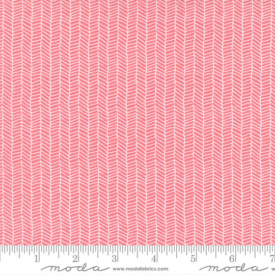 Love Note - Herringbone Blender Stripe Tea Rose Lella Boutique Spring Valentines Cotton Quilting Fabric Moda