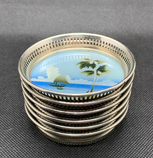 Vintage Tiki Tropical Beach Décor Coaster Set Of 6