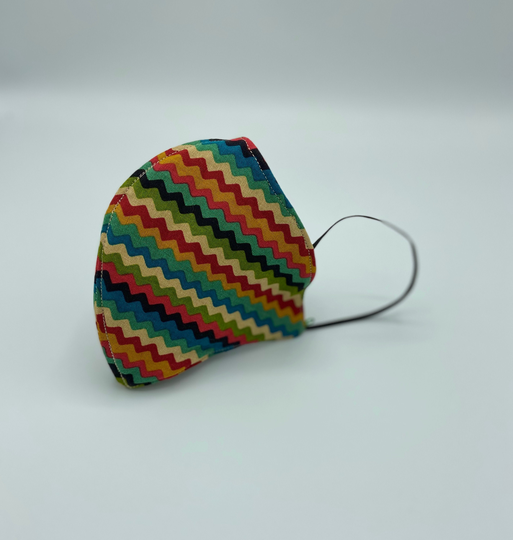 Reversible Face Mask, 3 Layer Earth Tones, Stripes