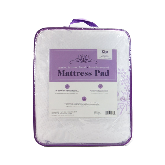 Lavender Scented Mattress Pad, Hypo-allergenic, Quilted Bamboo, Poly-Jacquard Blend, 18" Microfiber Deep Fitted Skirt, Bed Size Options - Queen - 1