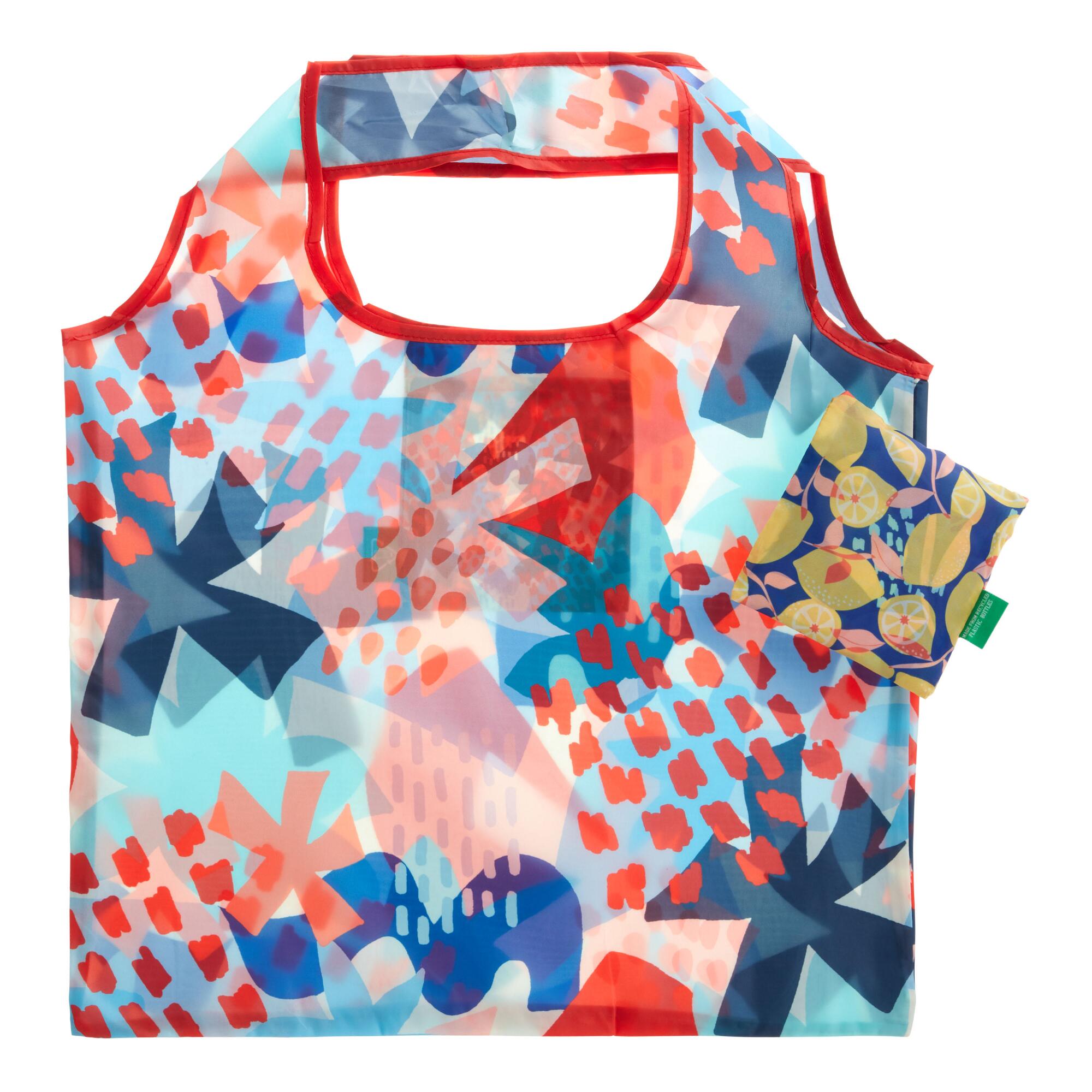 Citrus Fruit Foldable Tote Bags Set of 2: Multi - Polyester by World Market
