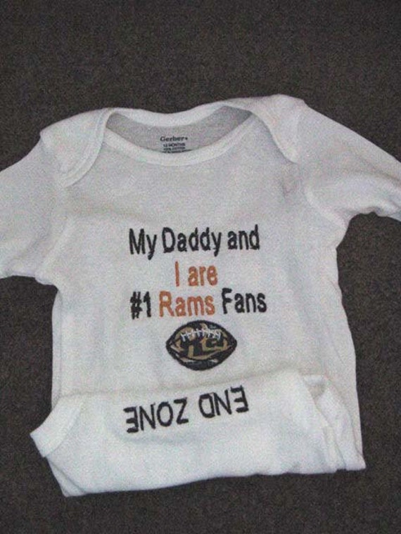 Los Angeles Rams Fan Football Baby Creeper & Hat Set Embroidery Personalized Embroidered