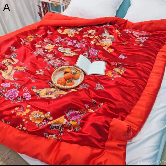 Traditional Chinese Silk Embroidered Duvet Cover, Pillowcases Optional