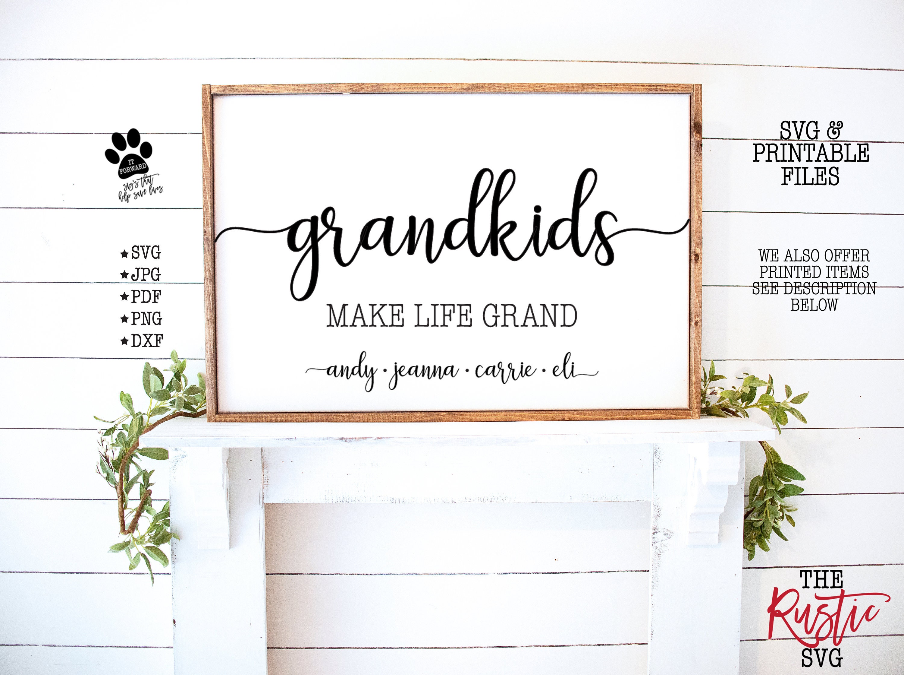 Grandkids Make Life Grand, Mother's Day Gift, Personalized Grandchildren Sign, Grandmother Sign With Kids Names, Svg, 005