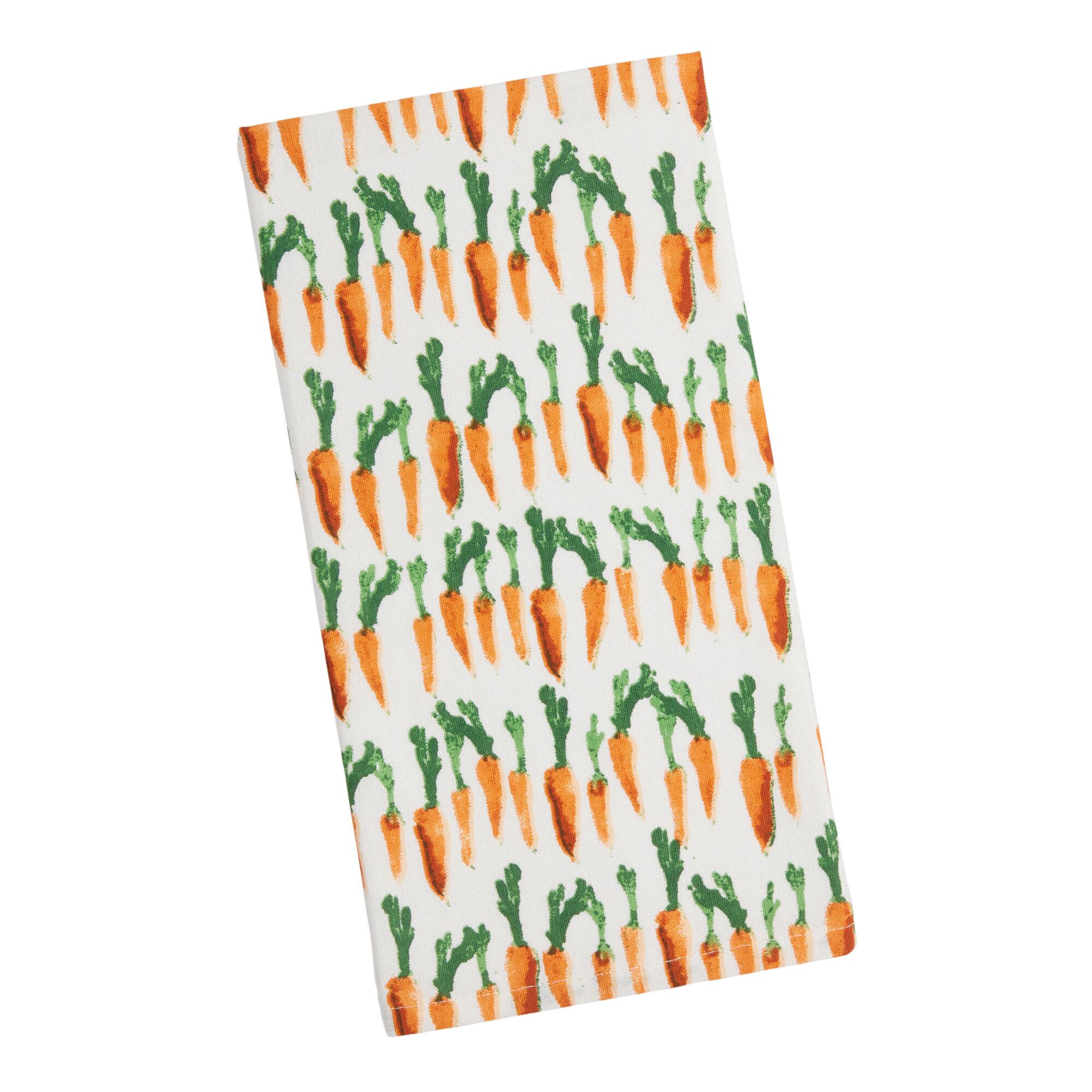 White and Orange Watercolor Carrot Kitchen Towel - Cotton - Small by World Market