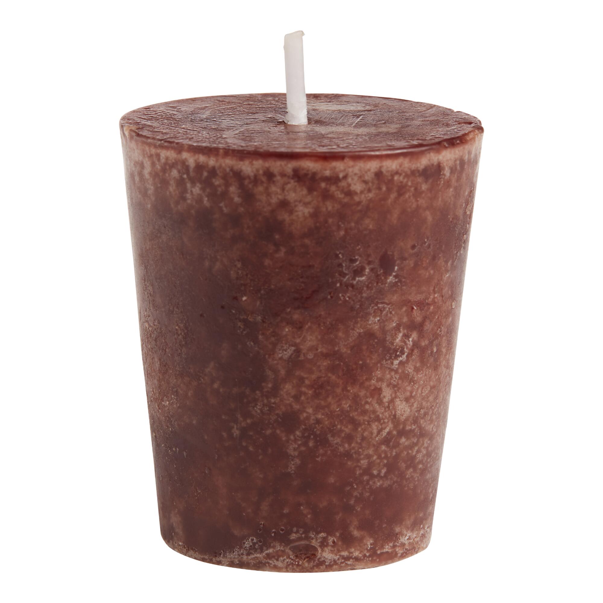 Tobacco Flower & Tonka Mottled Votive Scented Candles 4 Pack: Brown - Scented Wax by World Market