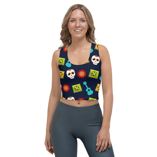 Coco Dia De Los Muertos Pattern Women's All Over Print Costume Crop Top