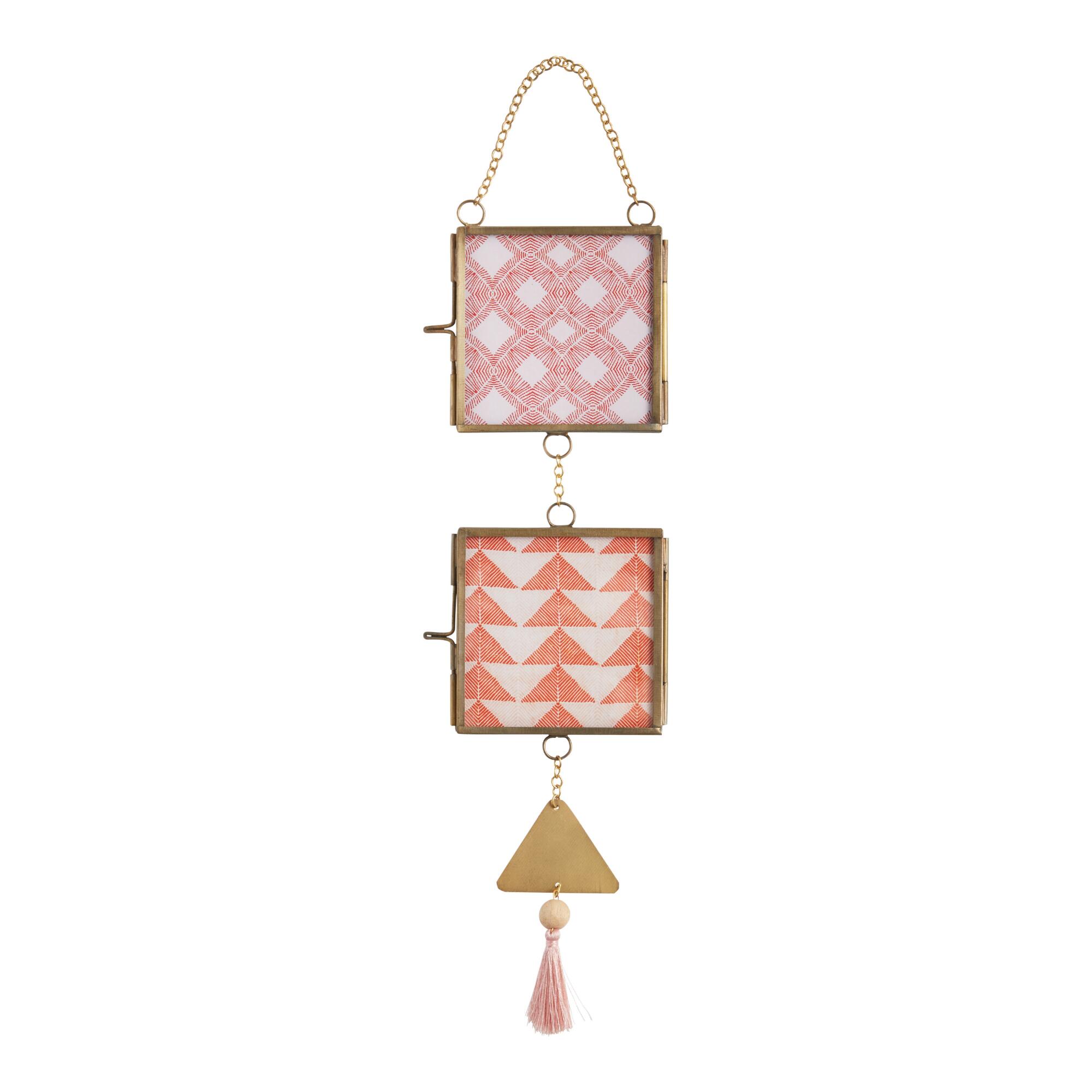 Square Gold Metal 2 Frame Hanging Decor: Multi/Gold by World Market