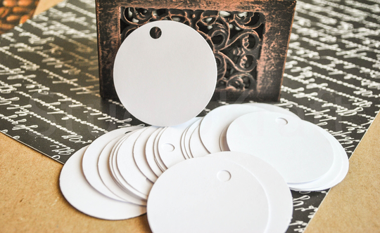 50 Blank Round White Paper Tags | Circle Cardstock Simple Favor Gift