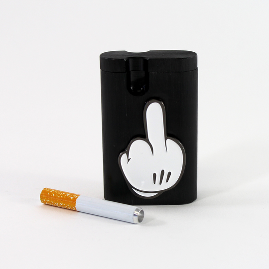 The Middle Finger Dugout Custom One Hitter Aluminum Construction With Brushed Black Nickel Plating