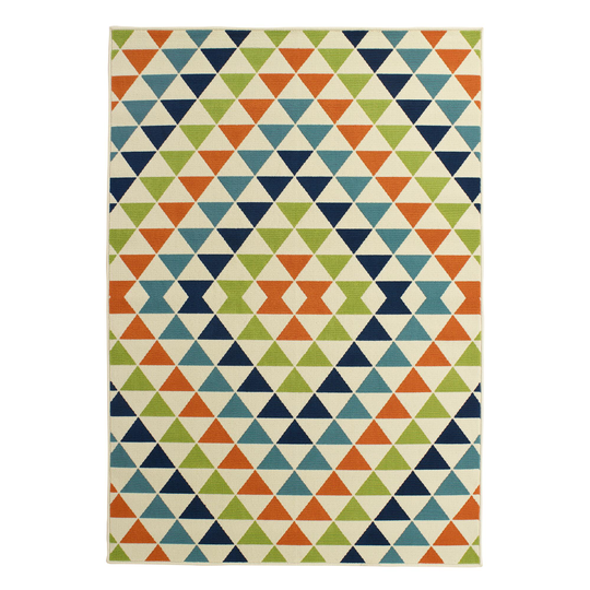 Multicolor Diamonds Low Profile Indoor Outdoor Patio Rug - Polypropylene - Runner by World Market