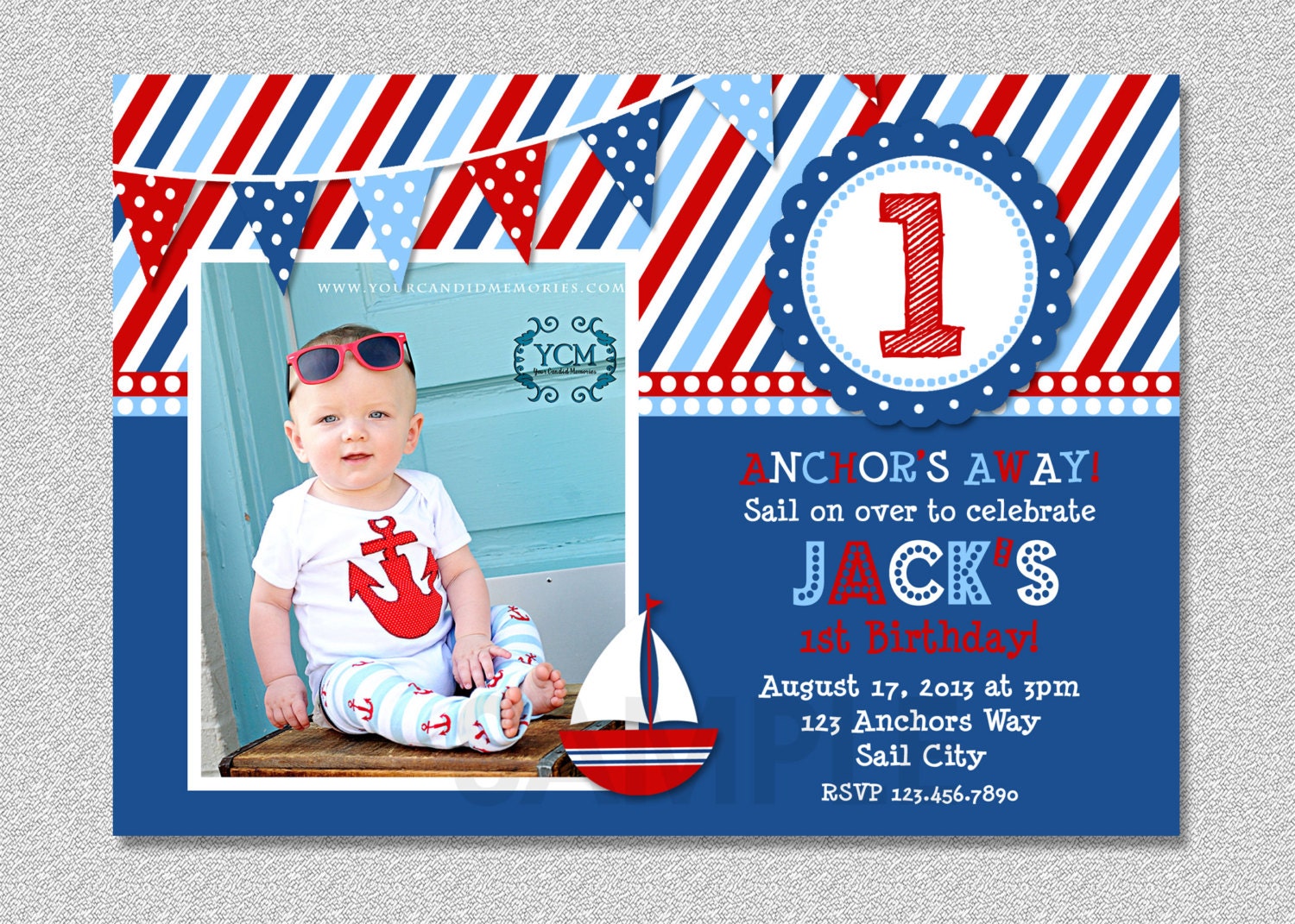 Nautical Sailboat Birthday Invitation , Party