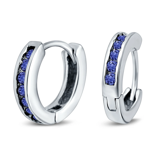 Tanzanite Double Sided Channel Set Huggie Hoops
