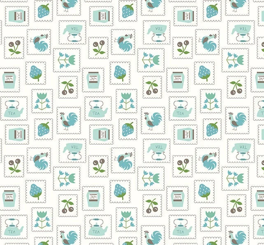 Cook Book Stamps Cottage, Lori Holt For Riley Blake, 1/2 Yard - Cut Continuously, C11757-Cottage