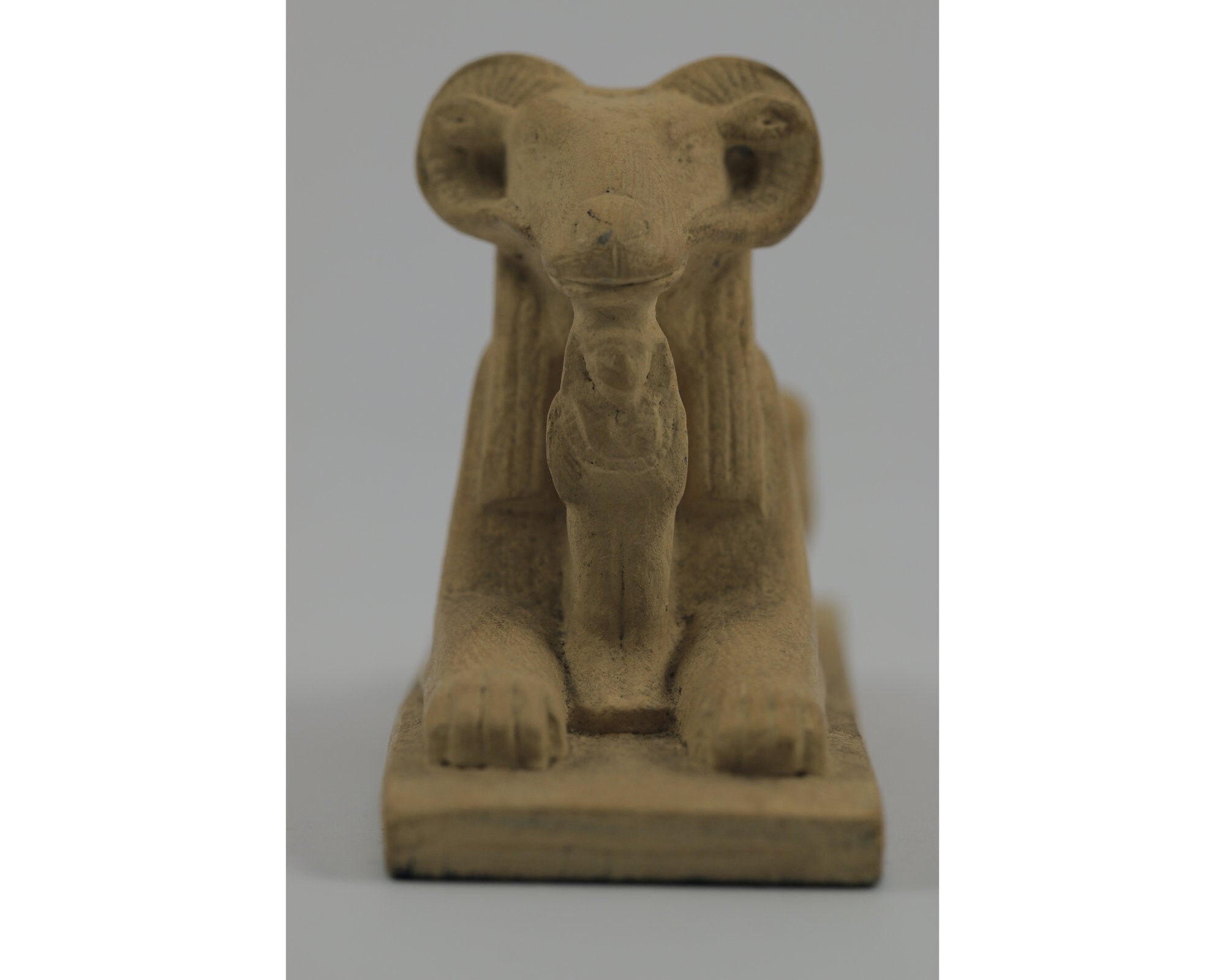 Old-Fashioned Khnum God Of Fertility Sitting Down , Made Natural Limestone With The Perfect Handmade - Altar Statue in Egypt