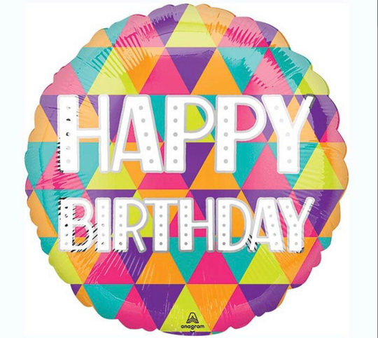Happy Birthday Balloons | Modern Party Decor Rainbow Colorful Pink & Purple Balloon