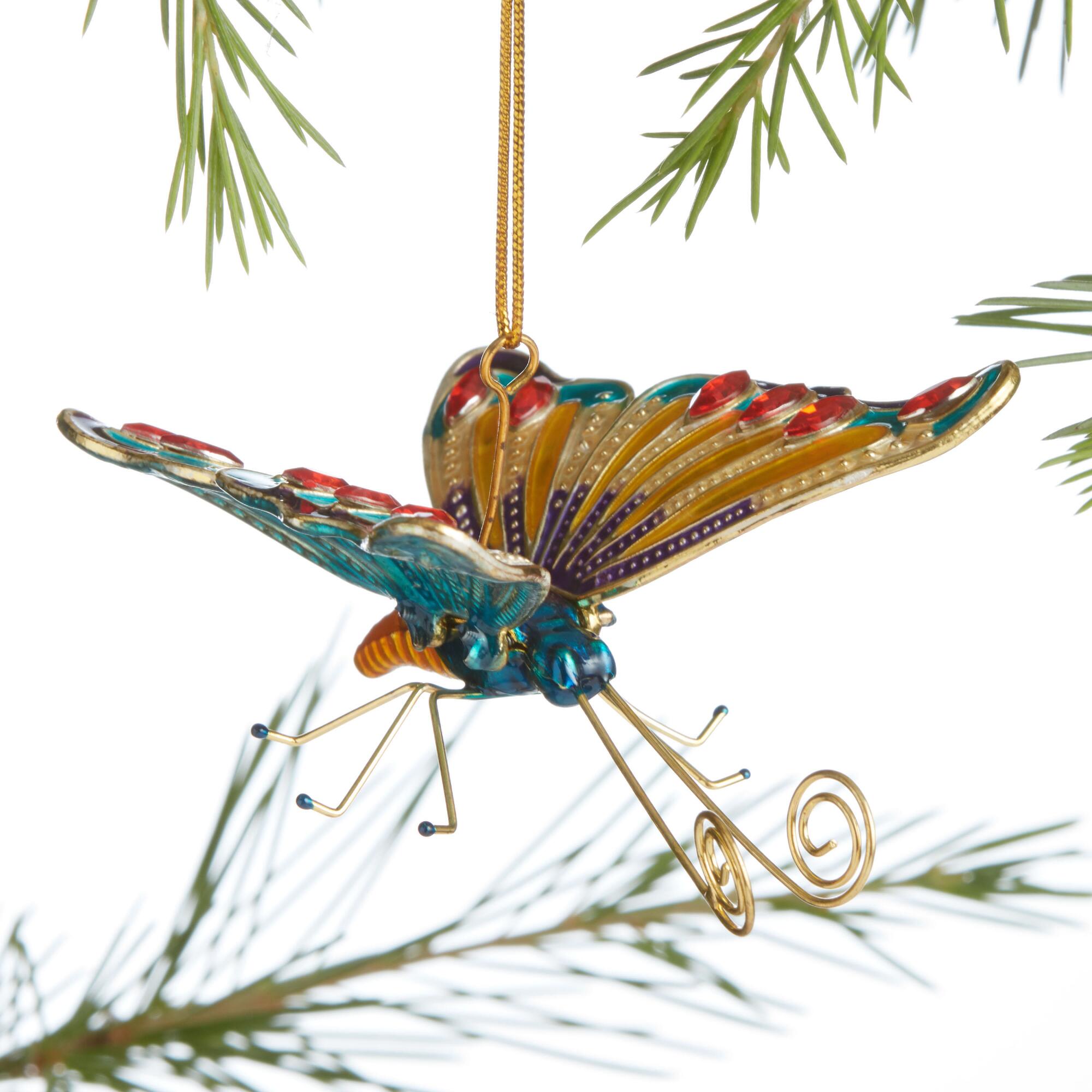 Pier Place Butterfly Cloisonne Ornament: Multi - Metal by World Market