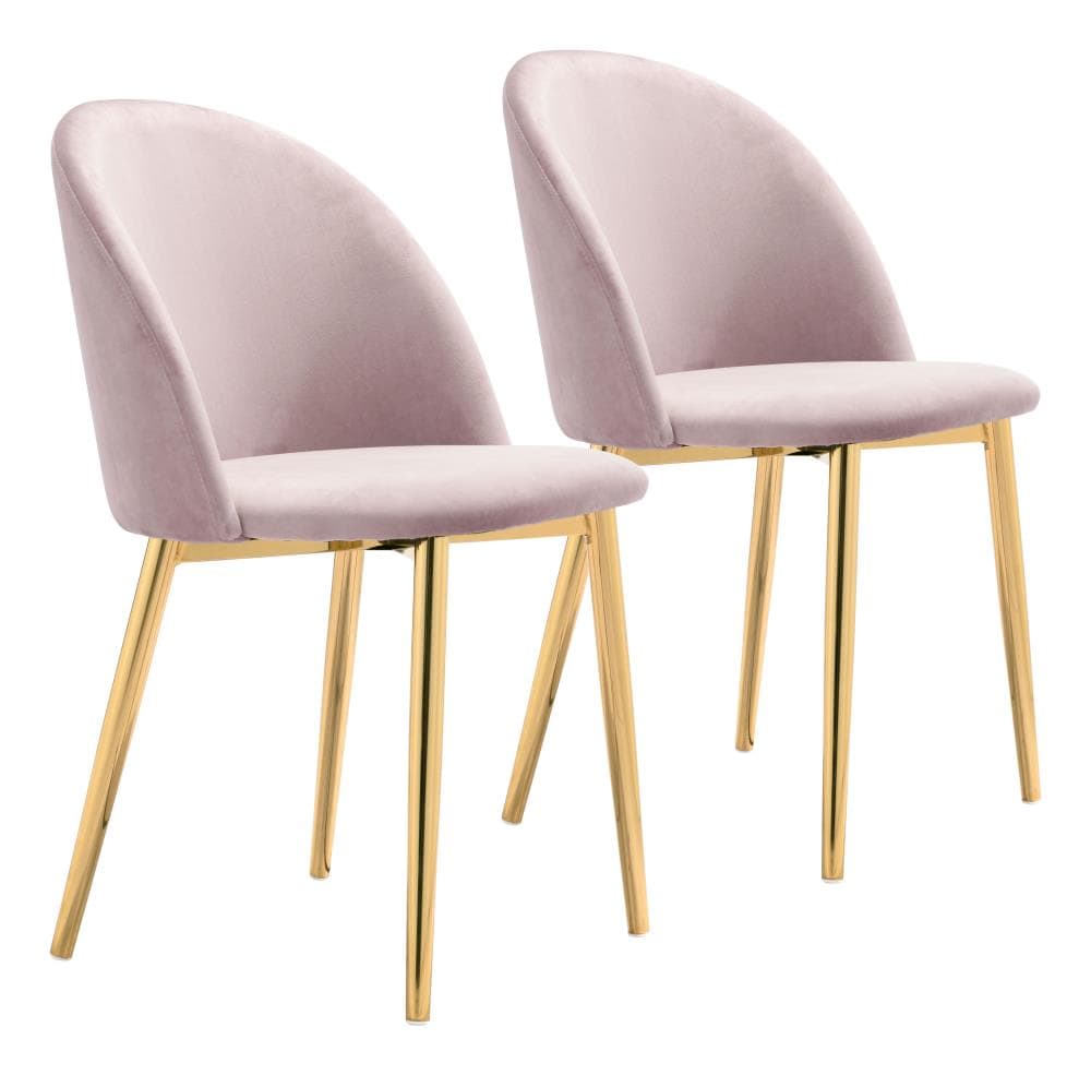 Zuo Modern Set of 2 Cozy Contemporary/Modern Polyester/Polyester Blend Upholstered Dining Side Chair (Metal Frame) in Pink | 101555