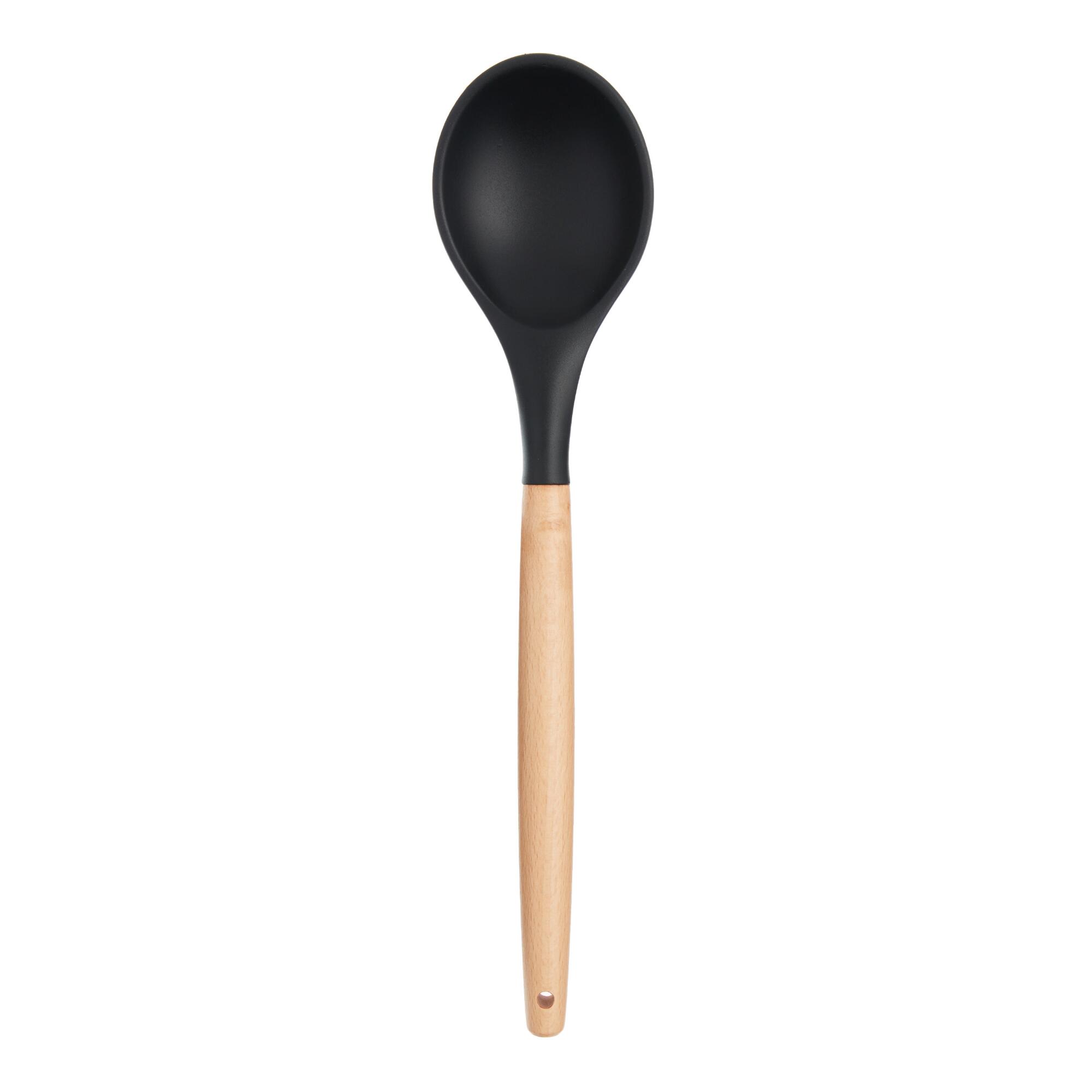 Black Silicone Cooking Spoon With Wood Handle by World Market