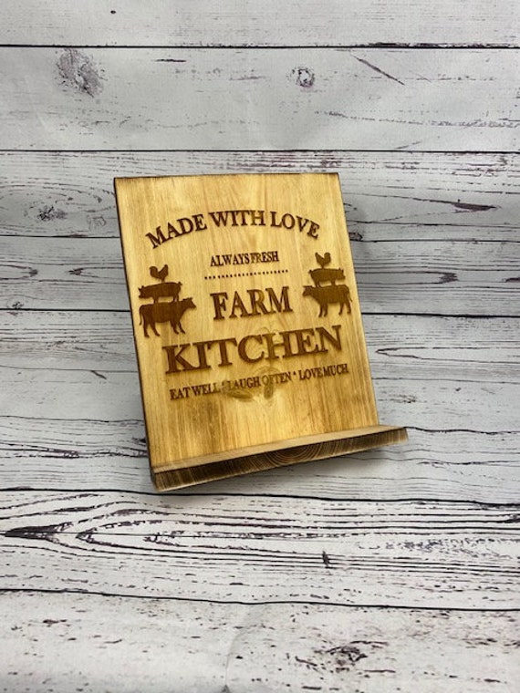 Cookbook Holder, Cookbook Stand, Tablet Personalized Recipe Wooden Ipad Stand