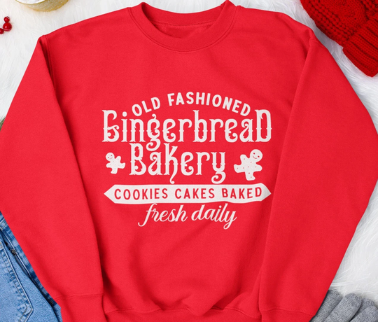 Gingerbread Bakery Company Holiday Crewneck Comfy Cozy Christmas' Eve Sweatshirt Cute Christmas Shirt Old Fashioned Vintage