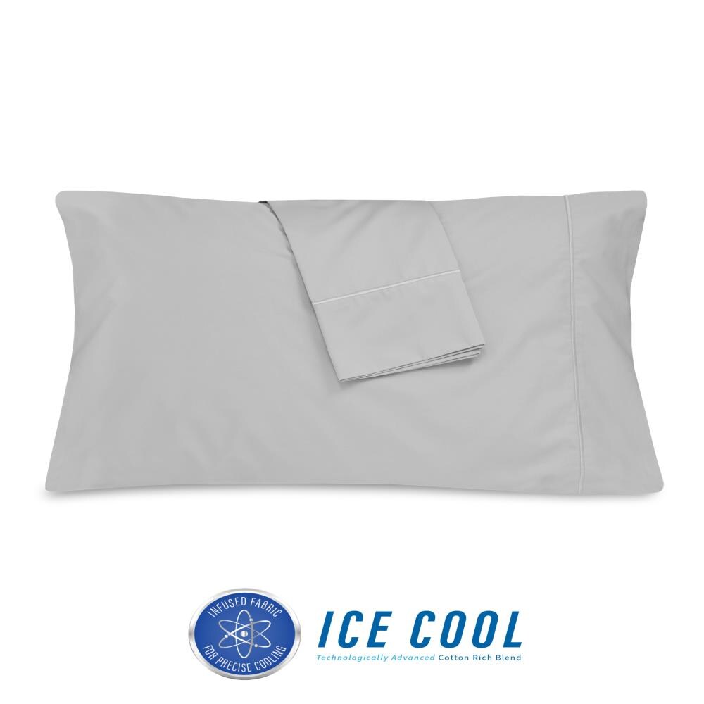 SensorPEDIC 2-Pack Ice Cool Grey Standard Cotton Blend Pillow Case in Gray | 10337
