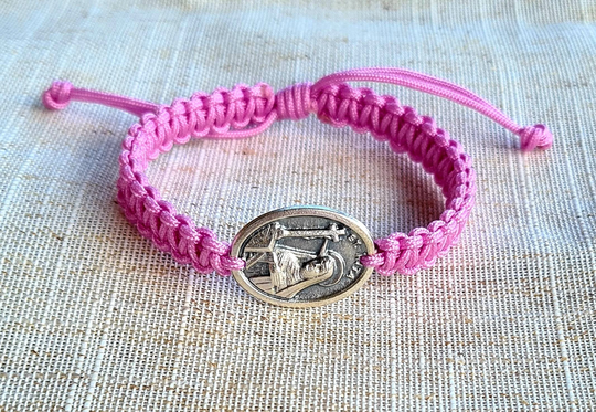 st Rita Medal Bracelet, Handmade Catholic Gift, Gift For Mom, Saint Rita Knotted Cord Bracelet, Patron Saint