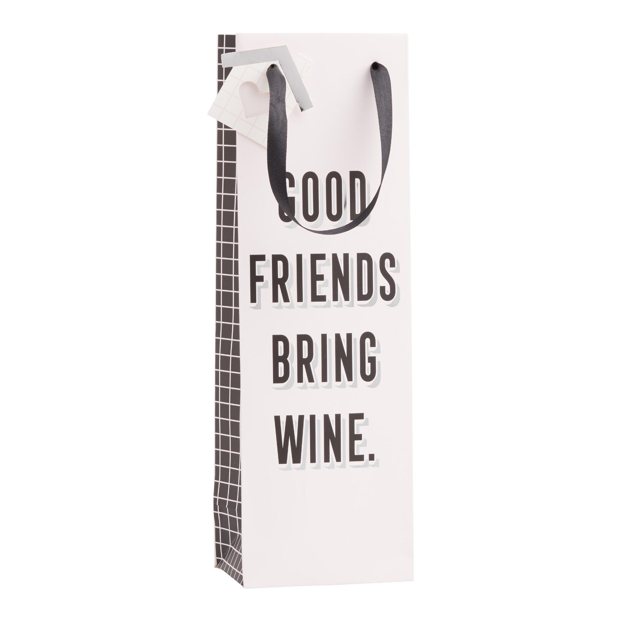 Black And White Good Friends Wine Bag Set of 2 by World Market