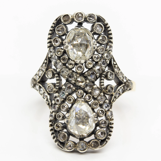 Georgian 18K Gold & Silver Diamond Ring