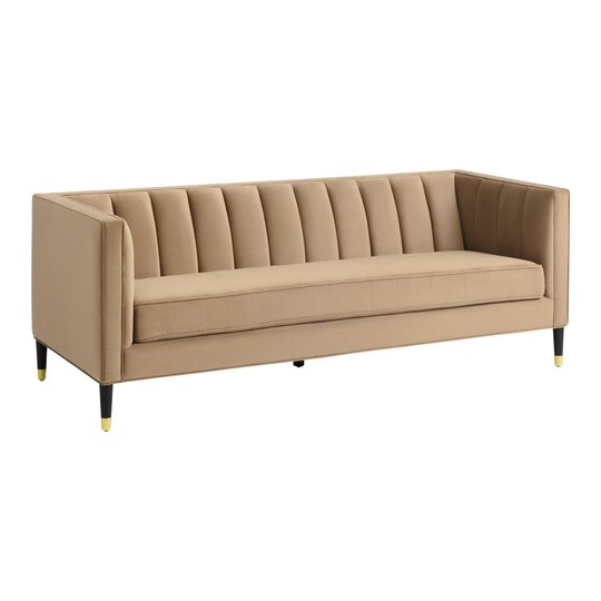 Camel Channel Tufted Velvet Leanna Sofa: Brown by World Market