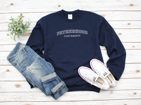Fatherhood University Heavy Blend Crewneck Sweatshirt, Dad Sweater, To Be, Gift, Gift For Fathers Day, Be Announcement