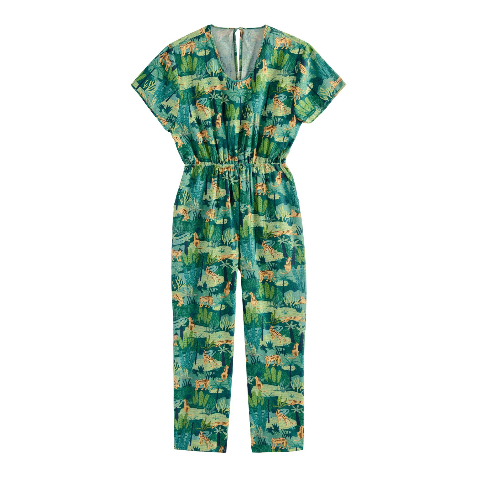Green Tropical Tiger Jumpsuit With Pockets: Green/Multi - Small by World Market