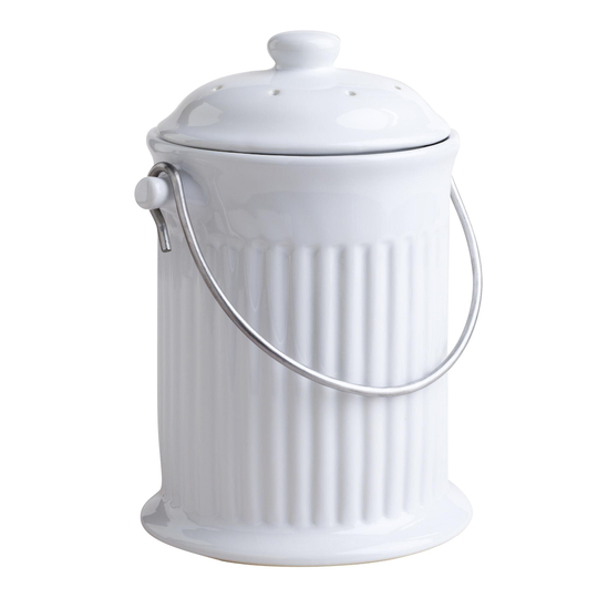 White Ceramic Compost Bucket with Filter by World Market