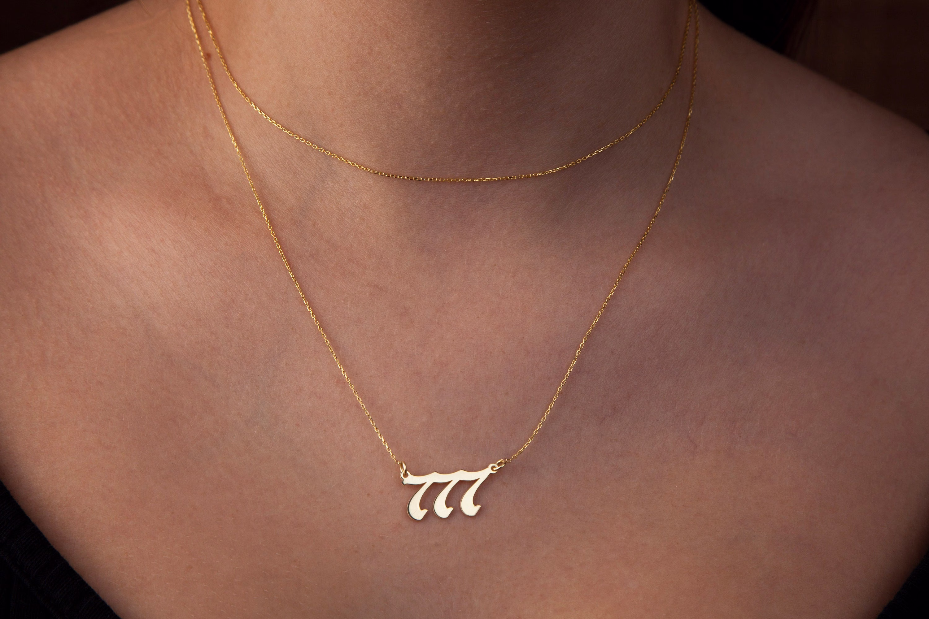 18K Gold Angel Number Necklace, Jewelry, 777 888 Gift For Her