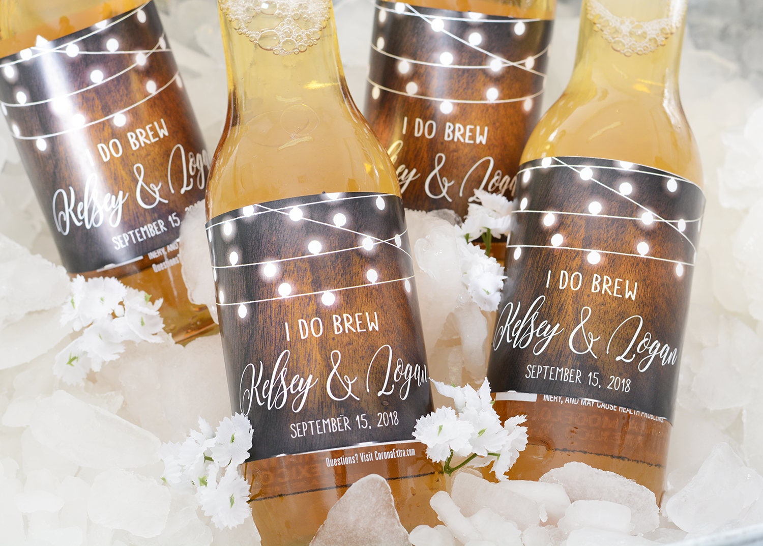 Rustic Wedding Beer Labels - Custom Bottle Personalized Label Waterproof Sticker Wdibw-263