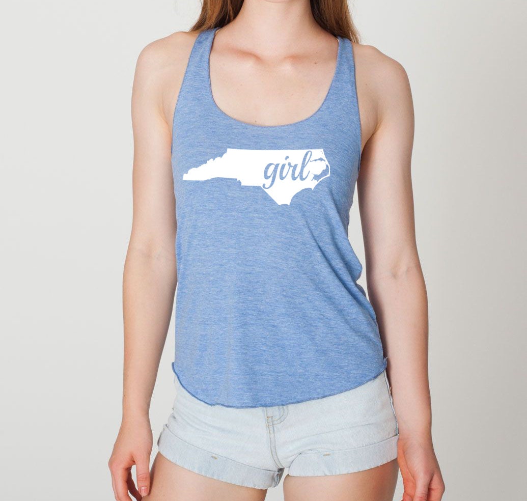 North Carolina Girl Home State Tri Blend Tank Top - Unisex & Womens Tanks Size S M L Xl