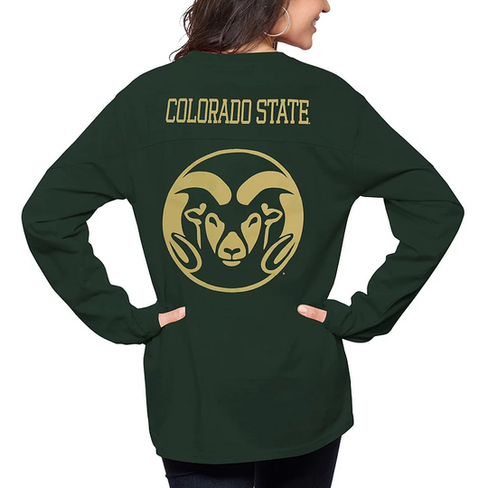 Women's Pressbox Green Colorado State Rams The Big Shirt Oversized Long Sleeve T-Shirt, Size: Small