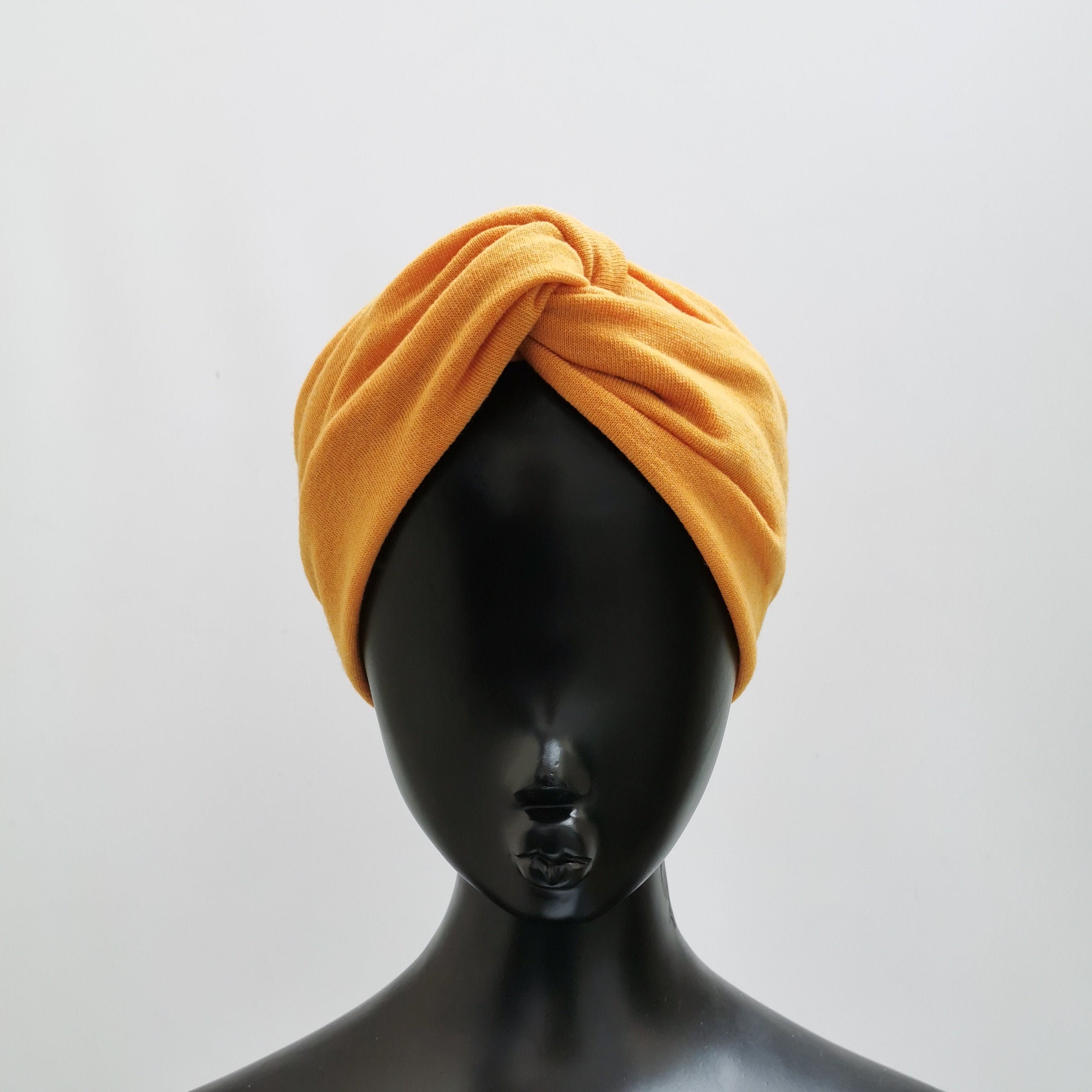 Mustard Yellow Wide Fine Wool Blend Turban Twist Knot Headband