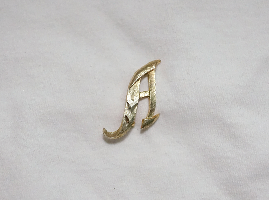 Vintage Mamselle Initial A Brooch Brushed Monogram Pin