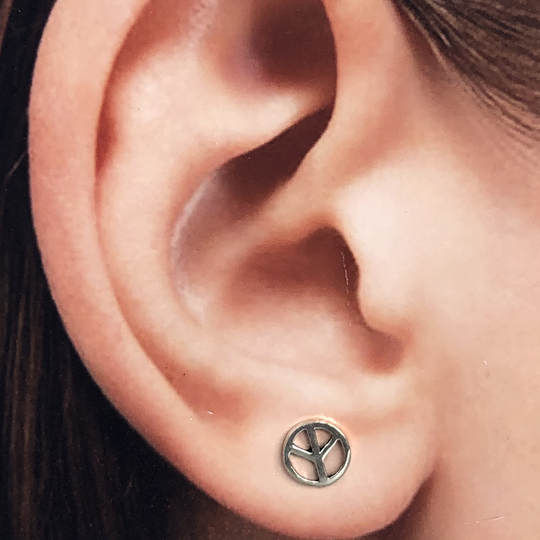 Silver Peace Studs | Peace Earrings Cartilage Tragus Minimalist Jewelry Delicate Ear Eafls